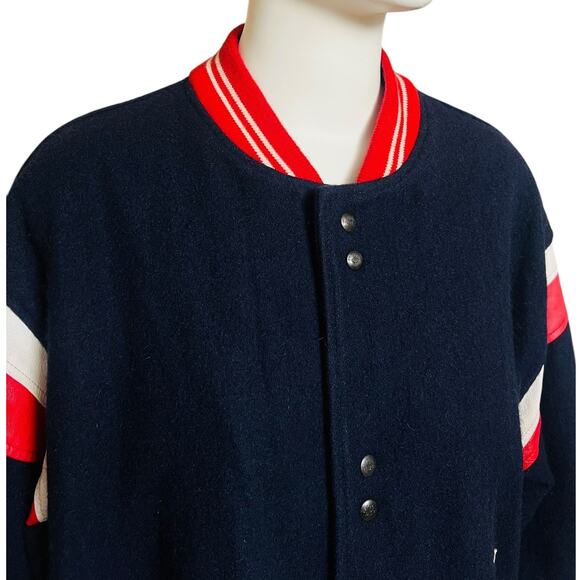 Mac Douglas Vintage Bomber Wool and Leather Jacket Size XXL Snaps Closure - Picture 4 of 11